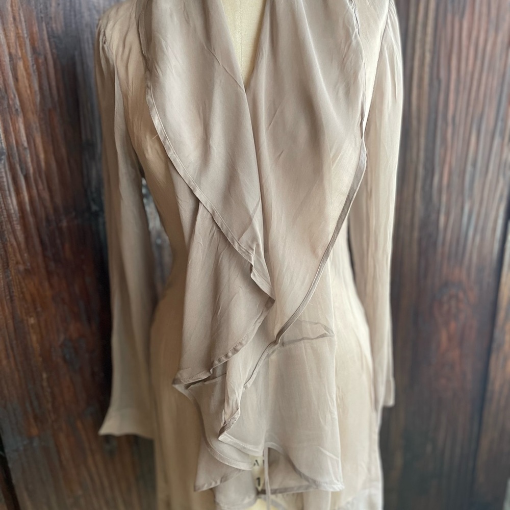 illia Silk Chiffon Drape Collar 3/4 Cardigan
